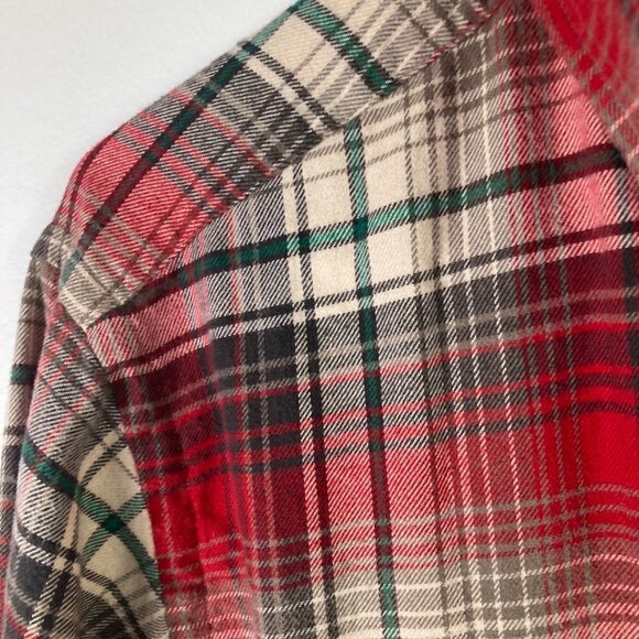 Mens Ralph Lauren Classic Fit Flannel Shirt Red Green XL Long Sleeve Cotton - Picture 4 of 7
